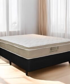 Colchão Casal Airtech Springpocket + Base Box Simples Corino Preto – ORTOBOM + BIOSTAR