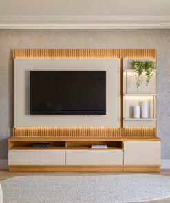 Painel até 70" + Rack + Módulo Lateral São Paulo Tauari/Off White Fosco - LINEA BRASIL