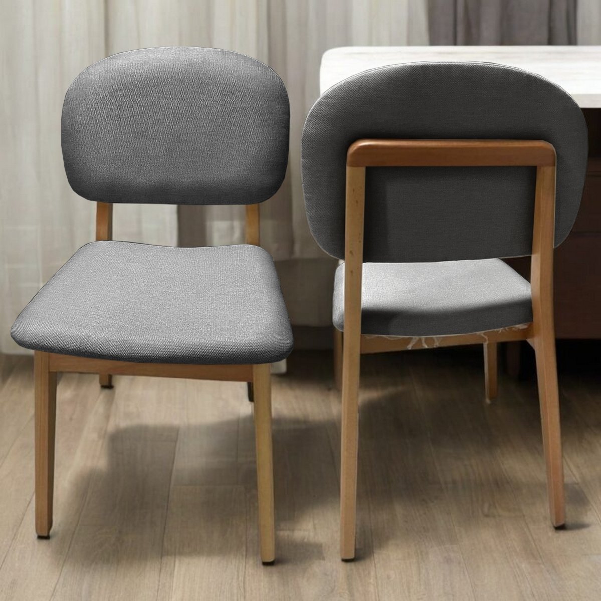 Kit 2 Cadeiras Gaya Mel/Linho Cinza 03 – J SILVA MÓVEIS