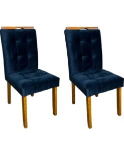 Conjunto Cadeiras Londres 2 unidades - Cinamomo/Azul Veludo