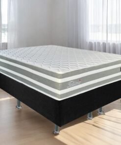 Colchão Queen Talismã D28 + Base Box Simples Corino Preto – DESIGN COLCHÕES + ALTO NÍVEL CAMAS E COLCHÕES