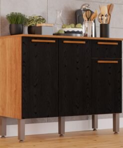 Balcao 3p1g Madri Cinamomo/preto - Salleto