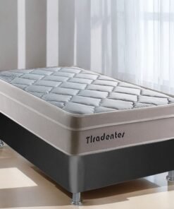 Colchão Solteiro Tiradentes D28 + Base Box Simples Corino Preto – COLCHOMINAS + BIOSTAR