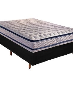ColchÃo Casal Blue D33 + Base Box Simples Corino Preto – Paropas + Alto NÍvel Camas E ColchÕes