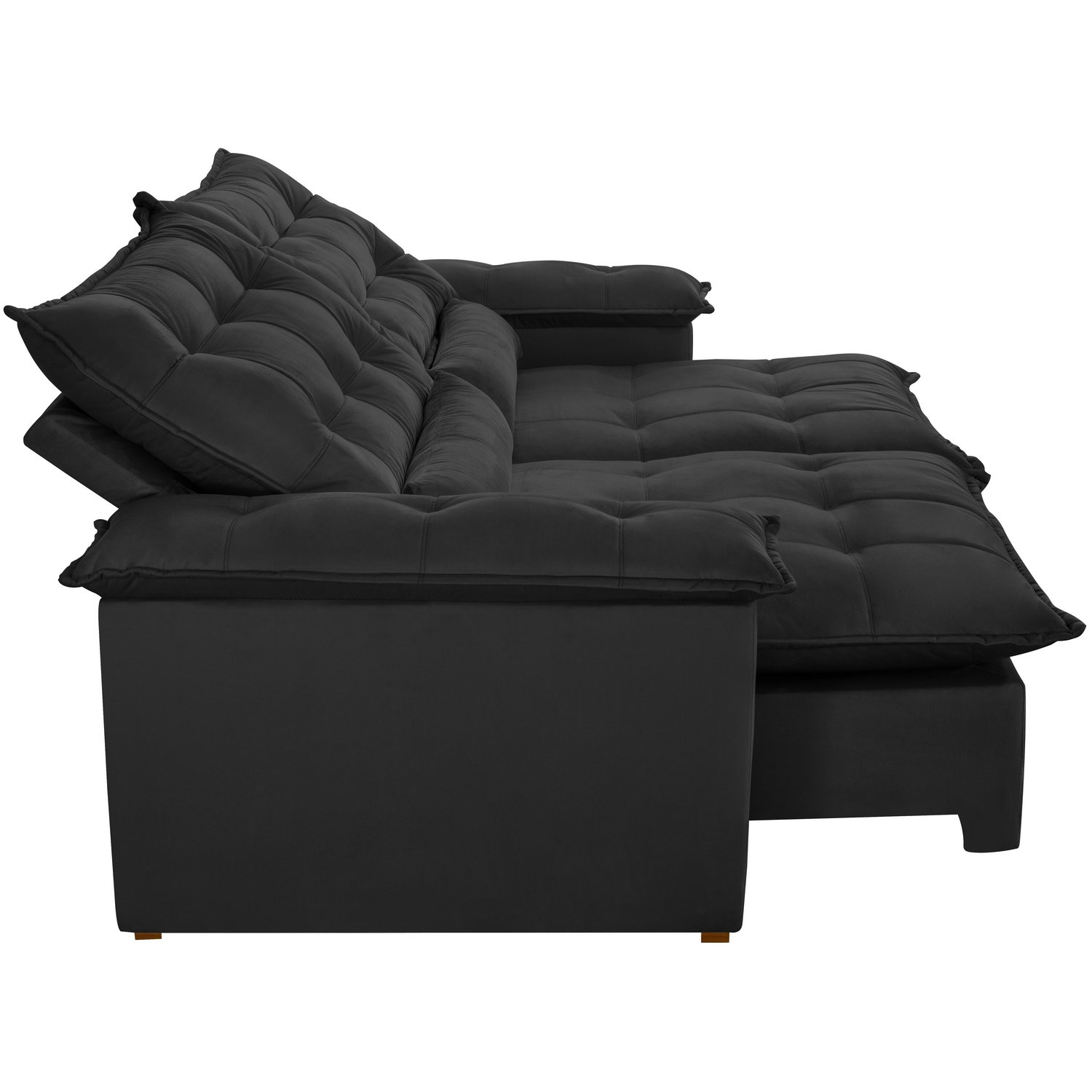 Sofá Retrátil e Reclinável Niger 2,50 m Veludo Preto B013 - TREVO ESTOFADOS - Imagem 3
