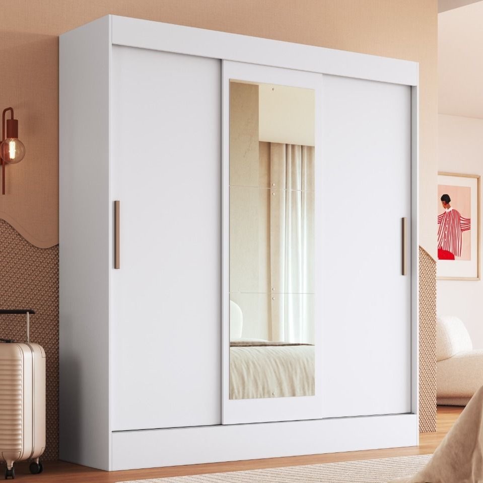 Guarda-roupa 3 Portas Londres 69000 1,80 M Branco - Doripel