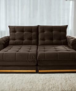 Sofá Retrátil e Reclinável Barcelona 2,50 m Veludo Marrom 320 - ESTOFADOS TEIXEIRA