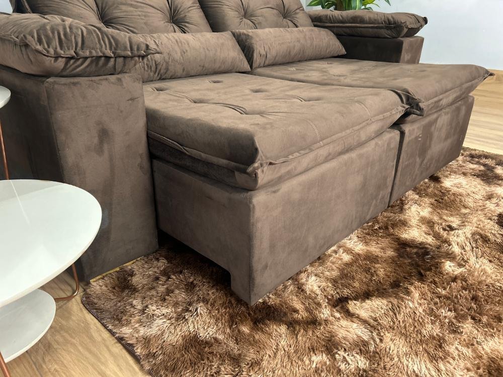 Sofá Retrátil Reclinável Atenas 2.00m - Marrom Veludo - Imagem 8