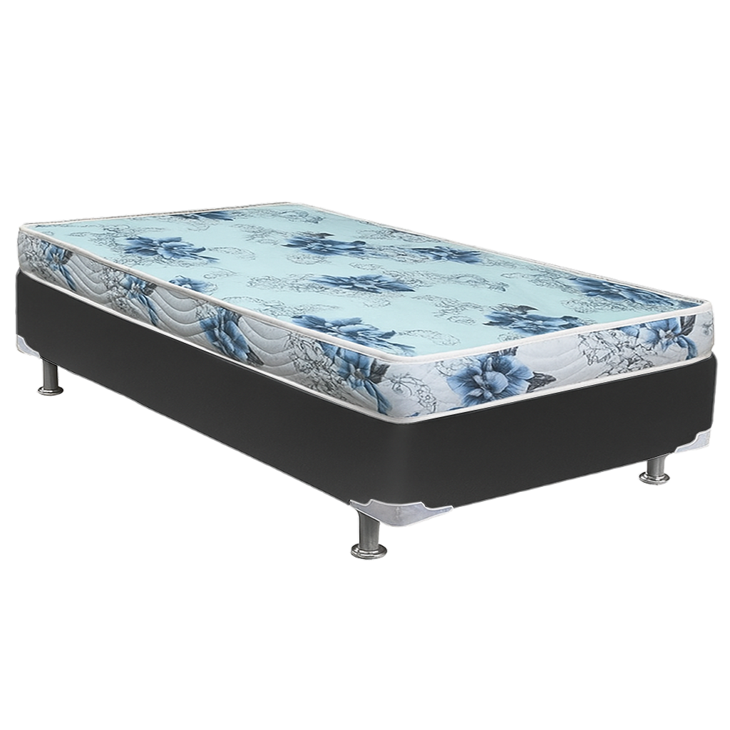 Colchão Solteiro Dream Soft + Base Box Simples Corino Preto – ORTOBOM + ALTO NÍVEL CAMAS E COLCHÕES - Imagem 2