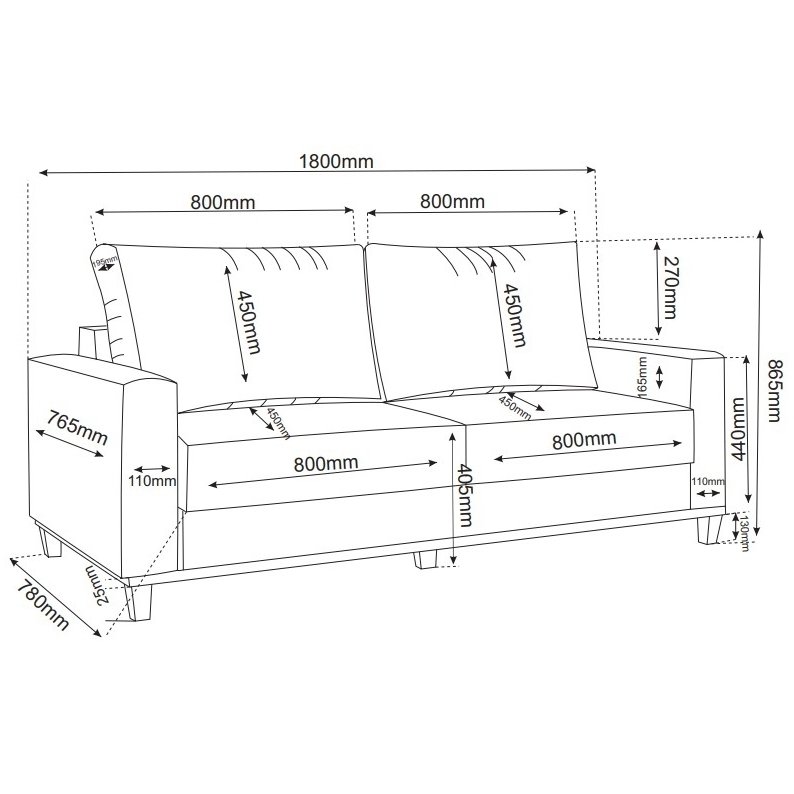 Sofá Living Palazo/Felícia 1,80 m Linho Bronze - VIERO MÓVEIS - Imagem 3