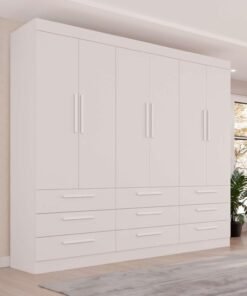 Guarda-Roupa Dinamarca 6 Portas e 9 Gavetas 1.80m - Branco