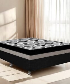 Colchão Casal ISO Dupla Face + Base Box Simples Corino Preto – ORTOBOM + ALTO NÍVEL CAMAS E COLCHÕES