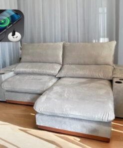 Sofá Retrátil e Reclinável Grazi 2,50 m Veludo Cinza Prata 3725 - UNIART ESTOFADOS