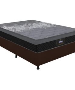 Colchão Casal New York + Base Box Simples Corino Marrom – GAZIN COLCHÕES + BIOSTAR
