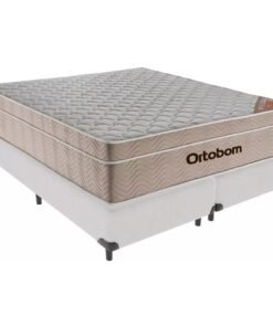 Colchão Queen Airtech Springpocket + Base Box Simples Corino Branco – ORTOBOM + ALTO NÍVEL CAMAS E COLCHÕES