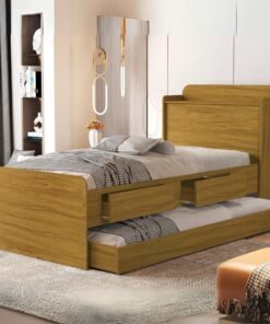 Cama Solteiro Baú Tamires + Auxiliar Mili Nature - MADEC/VJ MÓVEIS