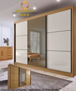 Guarda-Roupa 3 Portas Los Angeles 2,73 m Cinamono/Off White/Cinamono - D'DORO MÓVEIS