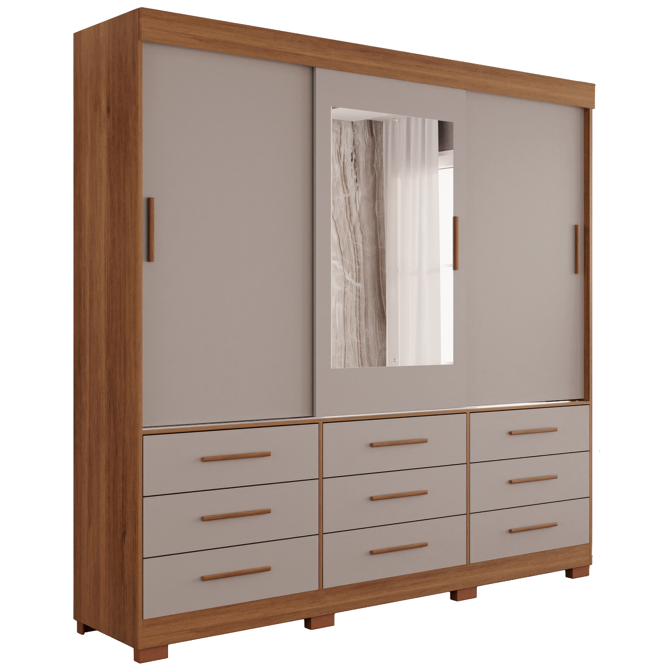 Guarda-roupa 3 Portas New Star 1,80 M Cinamomo/off White - Salleto - Imagem 3