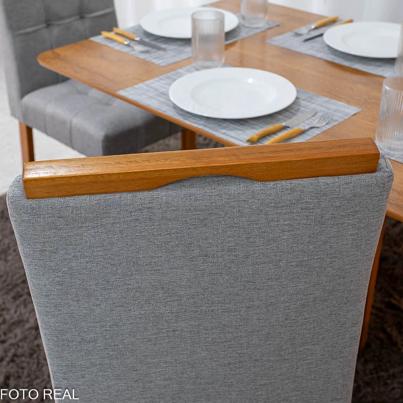 Mesa de Jantar Salina 120x80 Londres Cinamomo Cel + 4 Cad. Londres Linho Cinza Madeira Minas Plac - Entregue Montada - Imagem 5