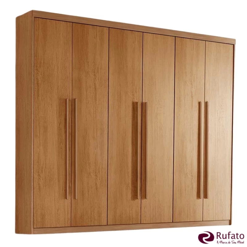 Guarda-roupa Hawaii Nature 6 Portas 2 Gavetas Larg. 1.80m 100% MDF - Rufato - Imagem 5
