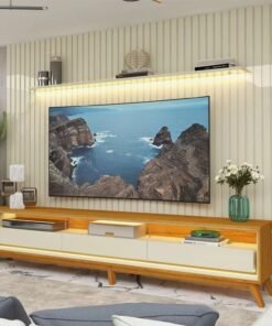 Painel até 85″ Nobre 230 Off White + Rack Requinte 212 Naturale/Off White – GELIUS