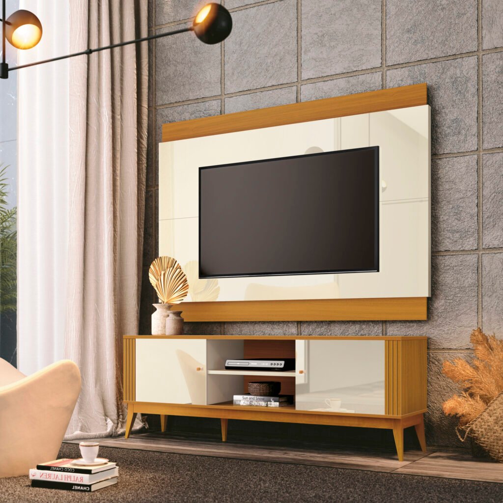 Blessed Rack Painel + Rack até 60″ Legacy 1.6 Off White/Cedro Natural – EDN MÓVEIS ...