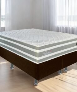 Colchão Queen Talismã D28 + Base Box Simples Corino Marrom – DESIGN COLCHÕES + ALTO NÍVEL CAMAS E COLCHÕES