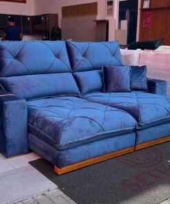 Sofá Retrátil e Reclinável Gran Bello Light 2,30 m Veludo Cinza – QUINE ESTOFADOS