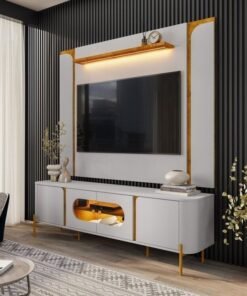 Painel até 75" Maresias + Rack Juquehy Off White/Naturale - BECHARA