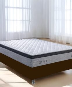 Colchão Casal Qatar D28 + Base Box Simples Corino Marrom – DESIGN COLCHÕES + BIOSTAR