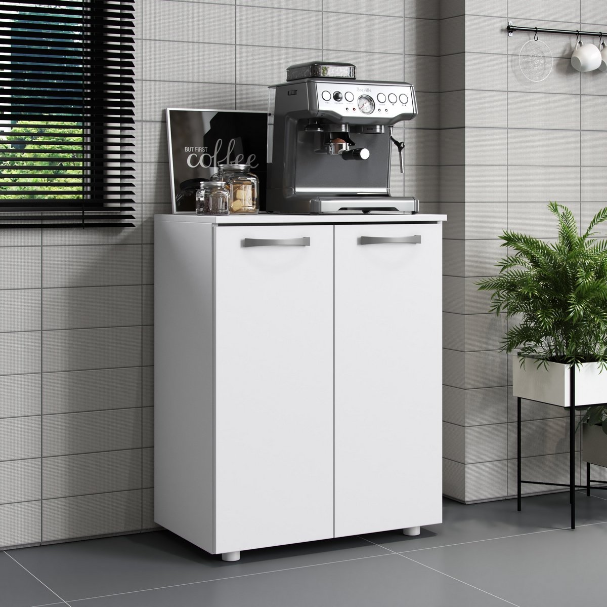 Balcão 2 Portas Denver Branco - ARAMÓVEIS