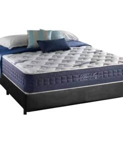 Colchão Casal Blue Sea D28 + Base Box Simples Corino Preto – ANJOS COLCHÕES + BIOSTAR