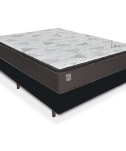 Colchão Casal Ravena D26 + Base Box Simples Corino Preto - UMAFLEX + BIOSTAR