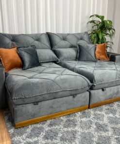 Sofá Retrátil Reclinável Pleno 2.10m - Cinza Veludo