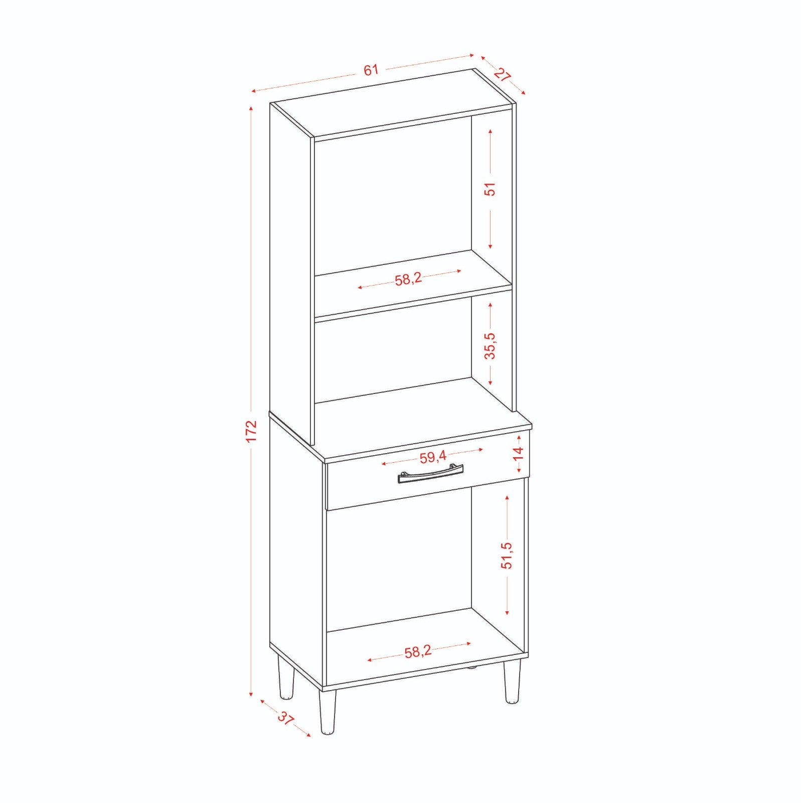Paneleiro/Kit Cozinha 4P1G Balli Branco - ARAMÓVEIS - Imagem 3