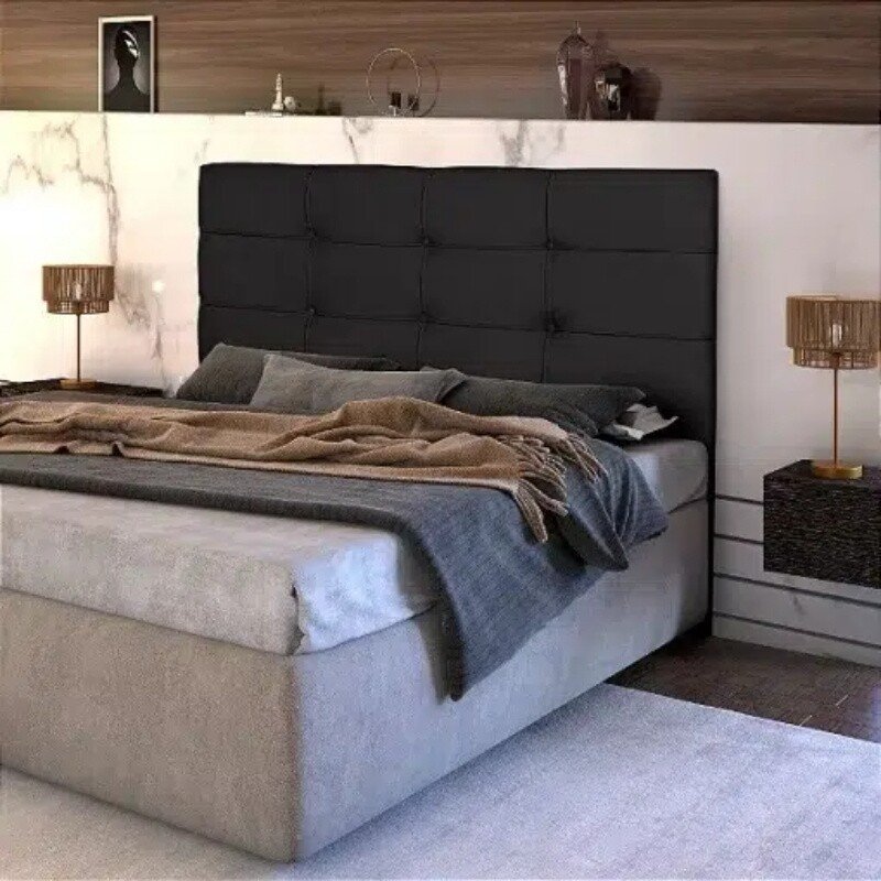 Cabeceira Cama Box Casal 1.40 Eslovênia Veludo Preto - Imagem 2