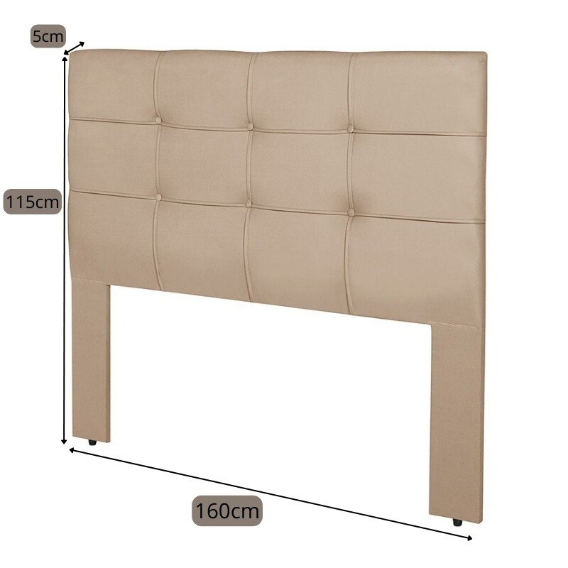 Cabeceira Cama Box Queen 1.60 Eslovênia Veludo Bege - Imagem 3
