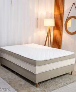 Cama Box Casal Ortopédica Premium Linho Bege 138x188x62 - Nosso Sonho | Suporta até 250kg