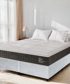 Colchão Queen Terapêutico Massageador Titan/Thor D28 + Base Box Simples Corino Branco – VIERO MÓVEIS + ALTO NÍVEL CAMAS E COLCHÕES