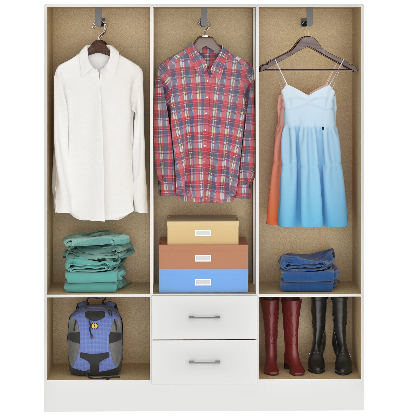 Guarda-roupa 6 Portas Jamaica 6002 + CÔmoda 5 Gavetas Aruba Branco – Fellicci - Imagem 2