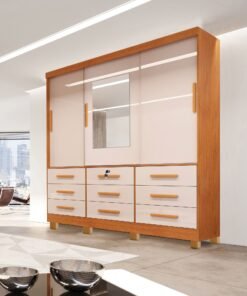 Guarda-Roupa Athenas 3 Portas e 9 Gavetas - Nature/Off White