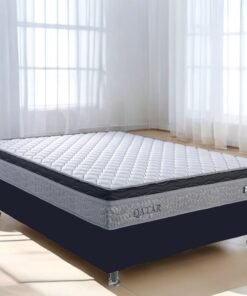 Colchão Casal Qatar D28 + Base Box Simples Corino Preto – DESIGN COLCHÕES + BIOSTAR