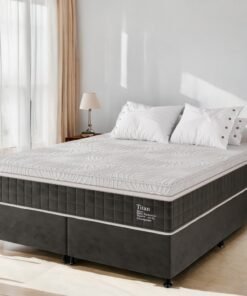 Colchão Queen Terapêutico Massageador Titan/Thor D28 + Base Box Simples Corino Preto – VIERO MÓVEIS + ALTO NÍVEL CAMAS E COLCHÕES
