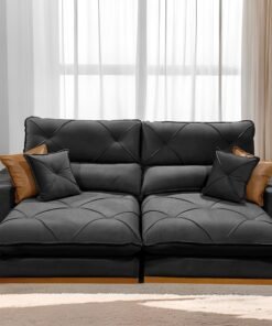 Sofá Retrátil e Reclinável Aquiles/Gran Bello 2,50 m Veludo Preto 111 - ZARAT ESTOFADOS