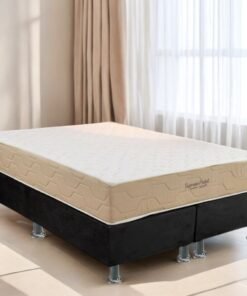 Colchão Queen Supreme Pocket D26 + Base Box Simples Corino Preto – INOVAFLEX + ALTO NÍVEL CAMAS E COLCHÕES
