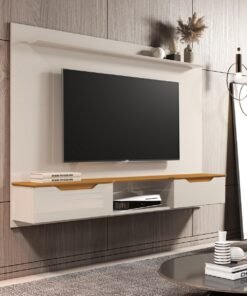 Painel até 65" Studio Off White/Cedro - EDN MÓVEIS