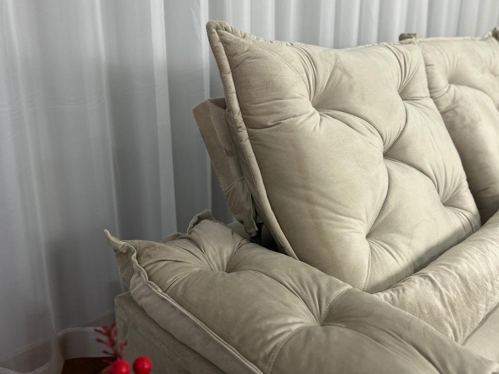 Sofá Retrátil Reclinável Porto Madeiro 2.00m- Bege Veludo - Imagem 4