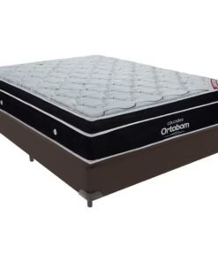 Colchão Casal Elegant Superpocket + Base Box Simples Corino Marrom – ORTOBOM + BIOSTAR