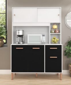 Kit Cozinha Pérola C212 1,20 m Branco/Preto - FELLICCI