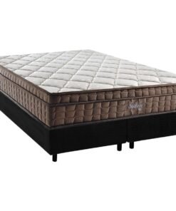Colchão Queen Star One D28/AG D70 + Base Box Simples Corino Preto - ANJOS COLCHÕES + ALTO NÍVEL CAMAS E COLCHÕES